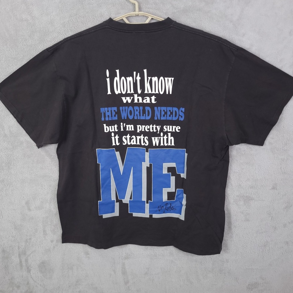 Vintage No Rules T Shirt Mens Size 3XL 90s  Made In USA The World Needs Me